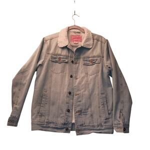 Brooklyn Cloth Men's Sherpa Lined Denim Truckers Blue Jean Jacket Size Small